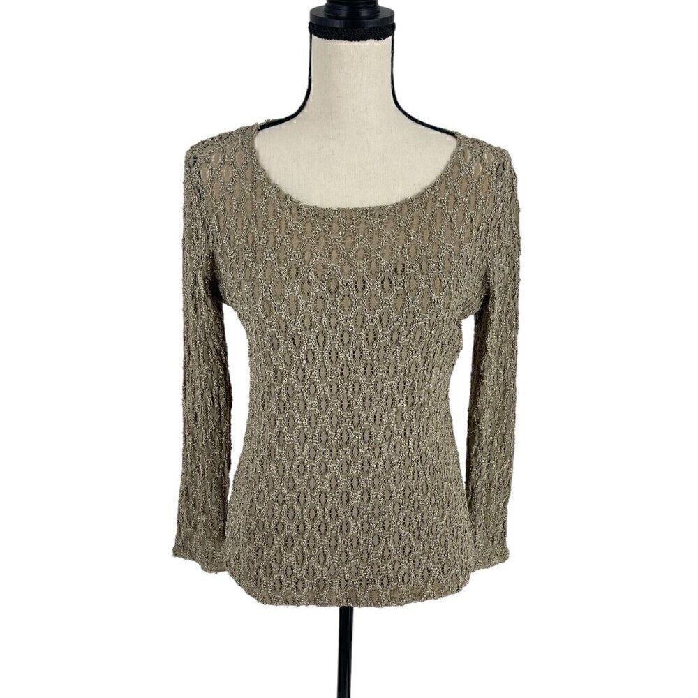 VTG Y2K Lia Open Knit Sheer Stretch Blouse XL Boho Fairy Coquette Romantic flirt